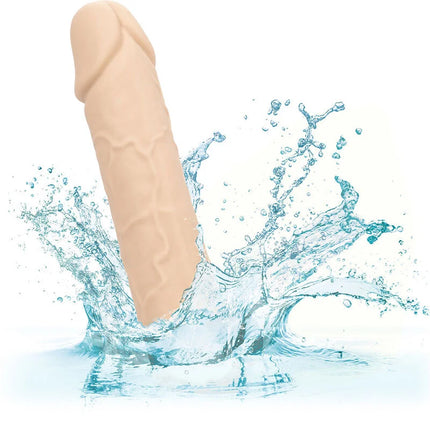 Beige silikon verlängerung phallusförmig mit strukturierter oberfläche und realistischen konturen von calexotics