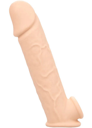 Beige silikon dildo mit strukturierter oberfläche und rundem kopf calexotics performance maxx lebensnahe extension 8 helle haut