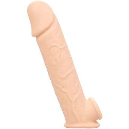 Beige silikon dildo mit strukturierter oberfläche und rundem kopf calexotics performance maxx lebensnahe extension 8 helle haut