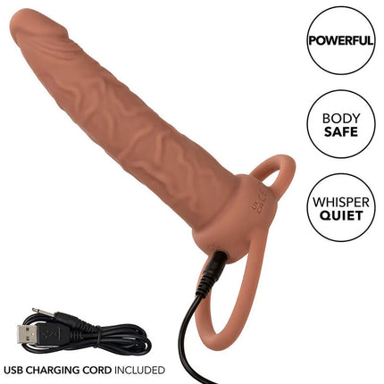 Tan silikon männlicher masturbator mit ring und usb-ladekabel von CalExotics Performance Maxx braun