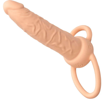 Beige silikon analplug mit strukturierter oberfläche und ring an der basis von calexotics performance maxx