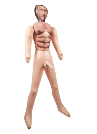 Inflatable männliche figur mit realistischem hautton und muskulösem körper im produkt calexotics persönliche trainer-liebespuppe
