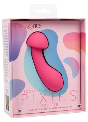 Pink flüssiges silikon pixies exciter rosafarbener vibrator mit flexiblem kopf in gebrandeter calexotics-verpackung