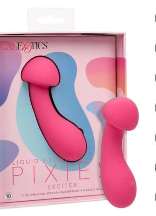 Pink flüssiges silikon pixie exciter spielzeug mit flexiblem kopf und ergonomischem design von calexotics rosa