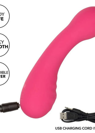Vibranter rosa silikon body wand mit usb-ladekabel von calexotics pixies teaser rosa