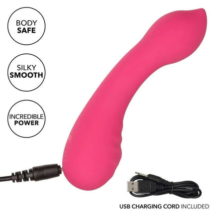 Vibranter rosa silikon body wand mit usb-ladekabel von calexotics pixies teaser rosa