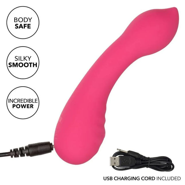 Vibranter rosa silikon body wand mit usb-ladekabel von calexotics pixies teaser rosa