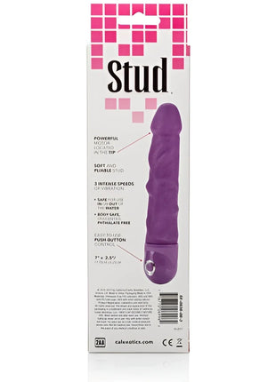 Calexotics power stud rod vibrator in lila mit strukturierter oberfläche und drückknopfsteuerung