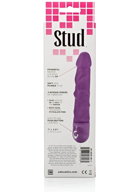 Calexotics power stud rod vibrator in lila mit strukturierter oberfläche und drückknopfsteuerung