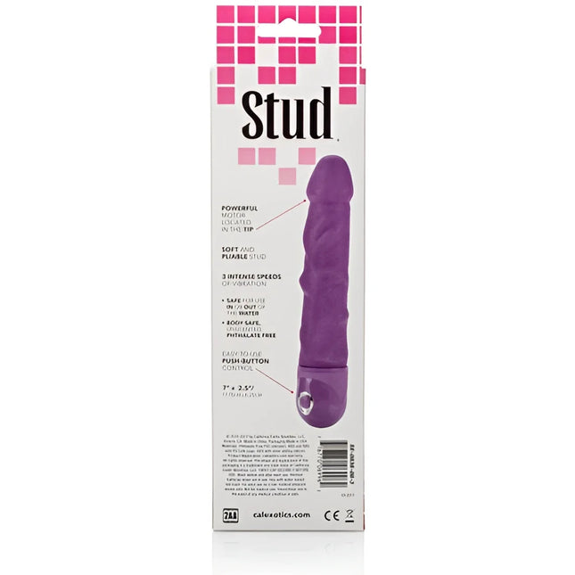 Calexotics power stud rod vibrator in lila mit strukturierter oberfläche und drückknopfsteuerung