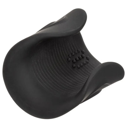 Schwarzer silikon prostata massager mit strukturierten rippen und erhöhten punkten von calexotics pro stroker optimale power