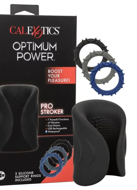 Schwarzer silikon calexotics pro stroker optimale power mit strukturgriff und mitgeliefertenringen