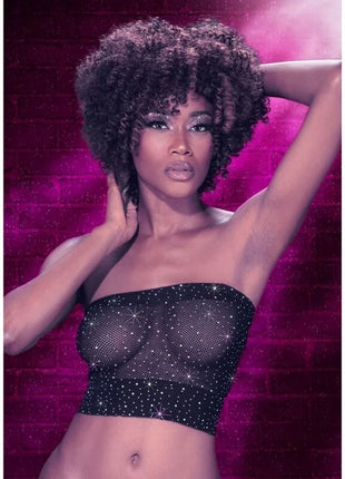 Schwarzes bandeau top von calexotics mit mesh und funkelnden strasssteinen