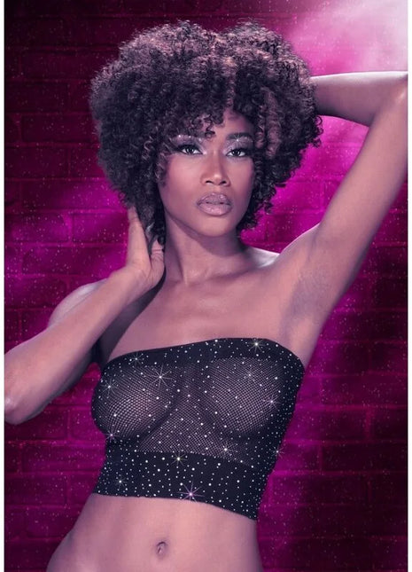 Schwarzes bandeau top von calexotics mit mesh und funkelnden strasssteinen