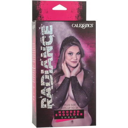 Calexotics radiance plus size kapuzen-schulterbolzen in schwarz mit funkelndem mesh-design