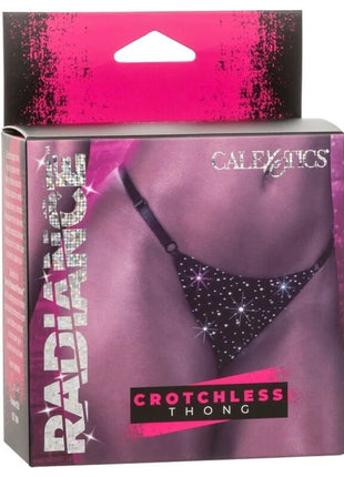 Schwarzer crotchless thong mit funkelnden rhinsteinverzierungen von calexotics modell radiance rheintanga ohne schritt
