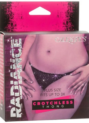 Calexotics radiance rhein-tanga ohne schritt plus größe in schwarz mit sternenmuster aus spitze zeigt die rückseite