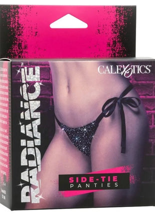 Schwarzer glitzernder seitlich bindender slip mit schleifendetail von calexotics aus der serie radiance rheinfunktionen