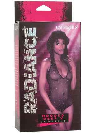 Calexotics radiance tief v-body mit kapuze in schwarzem mesh mit funkelndem, durchsichtigem finish