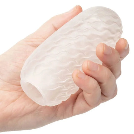 Translucenter weißer silikon cockring mit welliger struktur von calexotics reversible nubby stroker