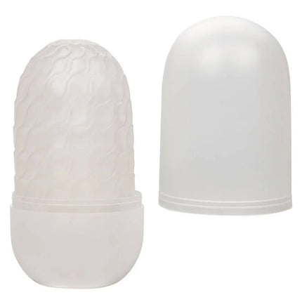 Translucenter weißer kunststoff deodorant roller mit strukturierter oberfläche und passendem deckel von calexotics reversible nubby stroker