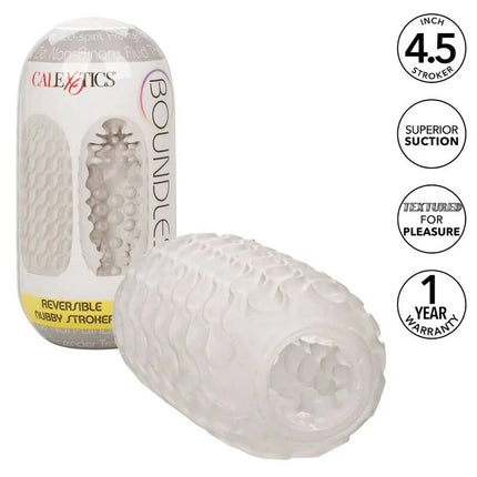 Calexotics reversible nubby stroker weißer transparenter silikon-zylinder mit strukturierter, hohler oberfläche
