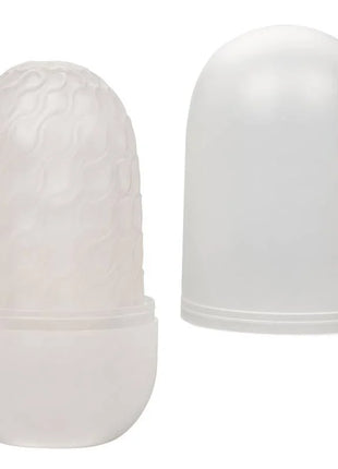 Transluzenter weißer plastik-deodorant-roller mit strukturierter oberfläche und passendem deckel von calexotics reversible ribbed stroker
