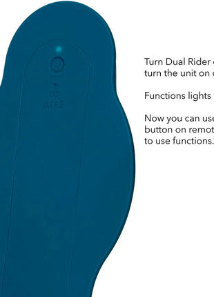 Tealfarbige doppelmotor-fernbedienung für rider massager von calexotics mit ergonomischem design und beleuchtetem power-knopf