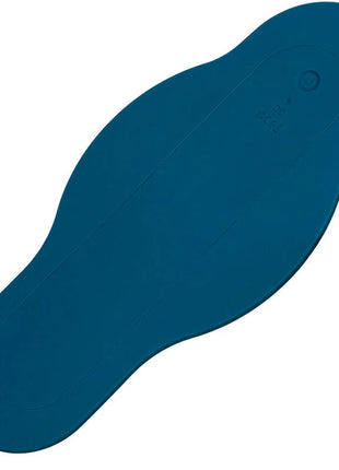 Ein schlanker tealfarbener silikon-einlegesohlen mit glatter, konturierter form und subtilen prägungen für rider massager doppelmotor fernbedienung blau von calexotics