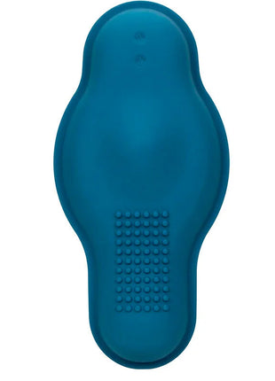 Teal silikonfußförmiges massagepad mit strukturierter griffoberfläche für rider massager doppelmotor fernbedienung blau von calexotics