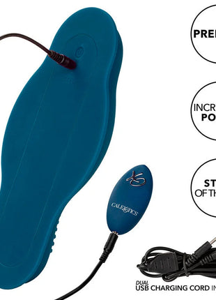Tealblauer calexotics rider doppelmotor fußmassagegerät mit ergonomischem design und dualem usb ladekabel