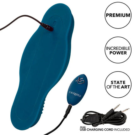 Tealblauer calexotics rider doppelmotor fußmassagegerät mit ergonomischem design und dualem usb ladekabel