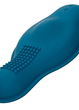 Teal silikon fußmassagegerät mit strukturierten griffpunkten und ergonomischer form calexotics rider massager blau