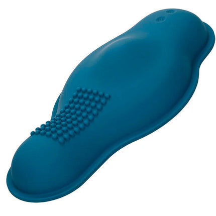 Teal silikon fußmassagegerät mit strukturierten griffpunkten und ergonomischer form calexotics rider massager blau