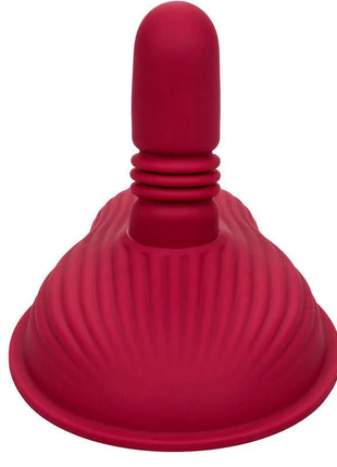 CaleXotics rider massager rot silikon saugnapf mit geriffelter struktur und rundem griff