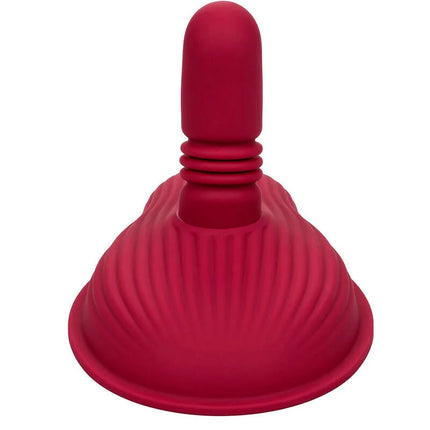 CaleXotics rider massager rot silikon saugnapf mit geriffelter struktur und rundem griff