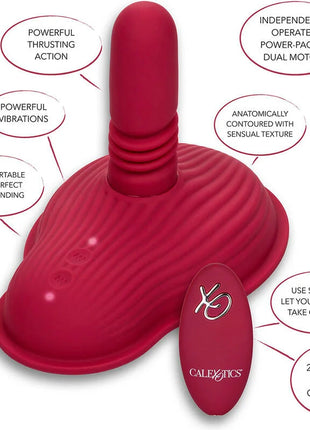 Vibranter roter silikon erwachsenen-Spielzeug rider massager mit doppelmotor und passender fernbedienung von calexotics