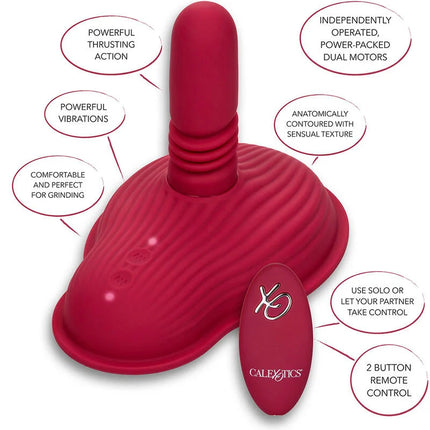 Vibranter roter silikon erwachsenen-Spielzeug rider massager mit doppelmotor und passender fernbedienung von calexotics