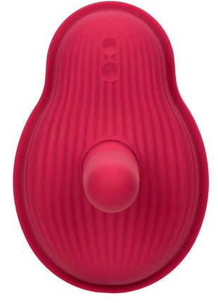 Vibranter pinker silikon avocadoförmiger rider massager doppelmotor mit fernbedienung und strukturierten rillen