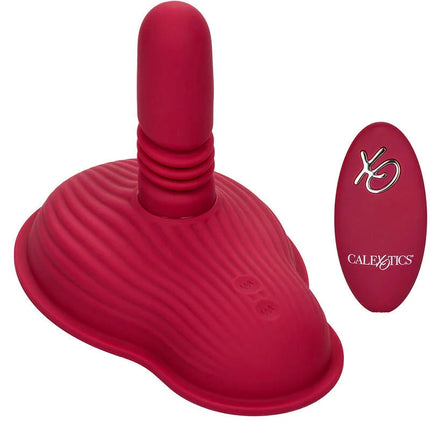 Roter silikon vaginalstimulator calexotics rider massager mit texturierter basis und fernbedienung