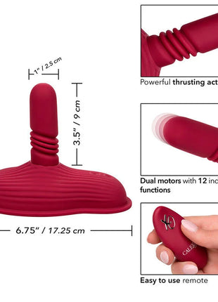 Roter silikon doppelmotor rider massager mit fernbedienung und strukturiertem, geripptem schaft