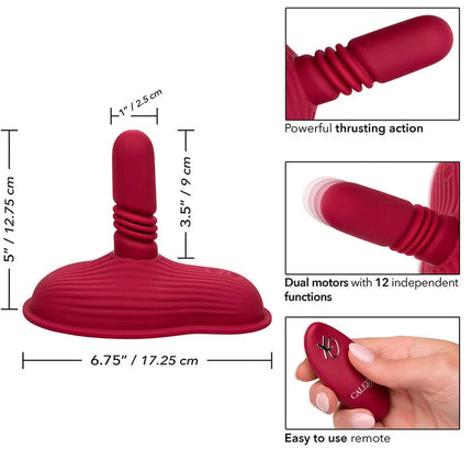 Roter silikon doppelmotor rider massager mit fernbedienung und strukturiertem, geripptem schaft
