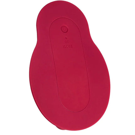 CaleXotics rider massager doppelmotor fernbedienung in mattem rot mit glattem ovalem silikon und integriertem powerknopf