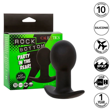 CALEXOTICS - ROCK BOTTOM ANAL PLUG 10 VIBRATIONEN SILIKON SCHWARZ - Analplug