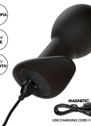 CALEXOTICS - ROCK BOTTOM ANAL PLUG 10 VIBRATIONEN SILIKON SCHWARZ - Analplug