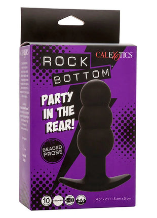 Schwarzer silikon analplug mit perlen und 10 vibrationen von calexotics modell rock bottom