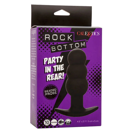 Schwarzer silikon analplug mit perlen und 10 vibrationen von calexotics modell rock bottom