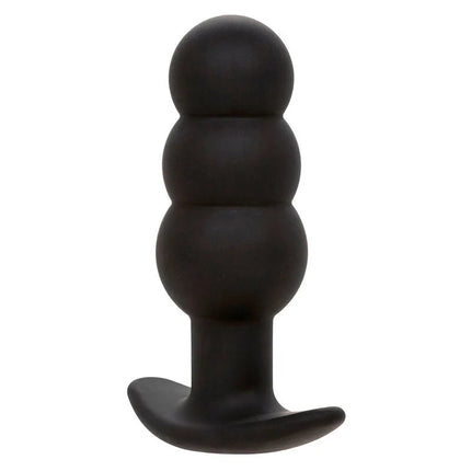 Schwarzer silikon-analplug von calexotics mit drei abgerundeten segmenten und flared base für angenehme stimulation