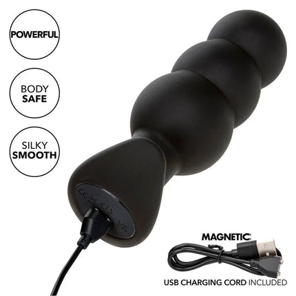 Schwarzer, matter silikon-analkugel mit magnetischem usb-ladekabel von calexotics für anal verwendung