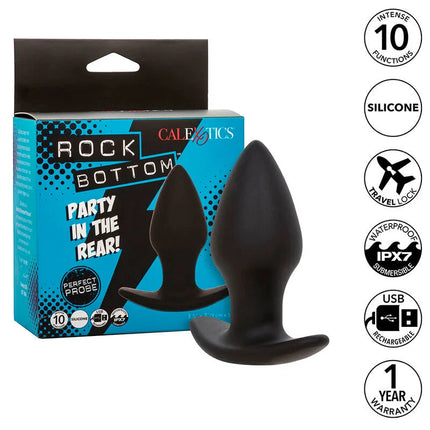 CALEXOTICS - ROCK BOTTOM PERFECT ANAL PLUG 10 VIBRATIONEN SILIKON SCHWARZ - Analplug